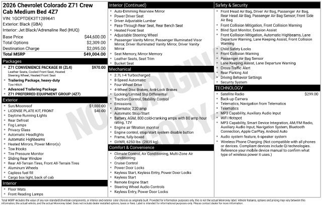 New 2026 Chevrolet Colorado Z71 w/ Z71 Convenience Package 2 AWD/4WD image 15