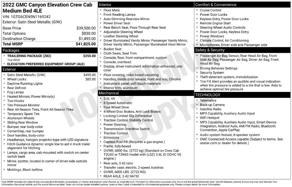 Used 2022 GMC Canyon Elevation w/ Trailering Package AWD/4WD image 4
