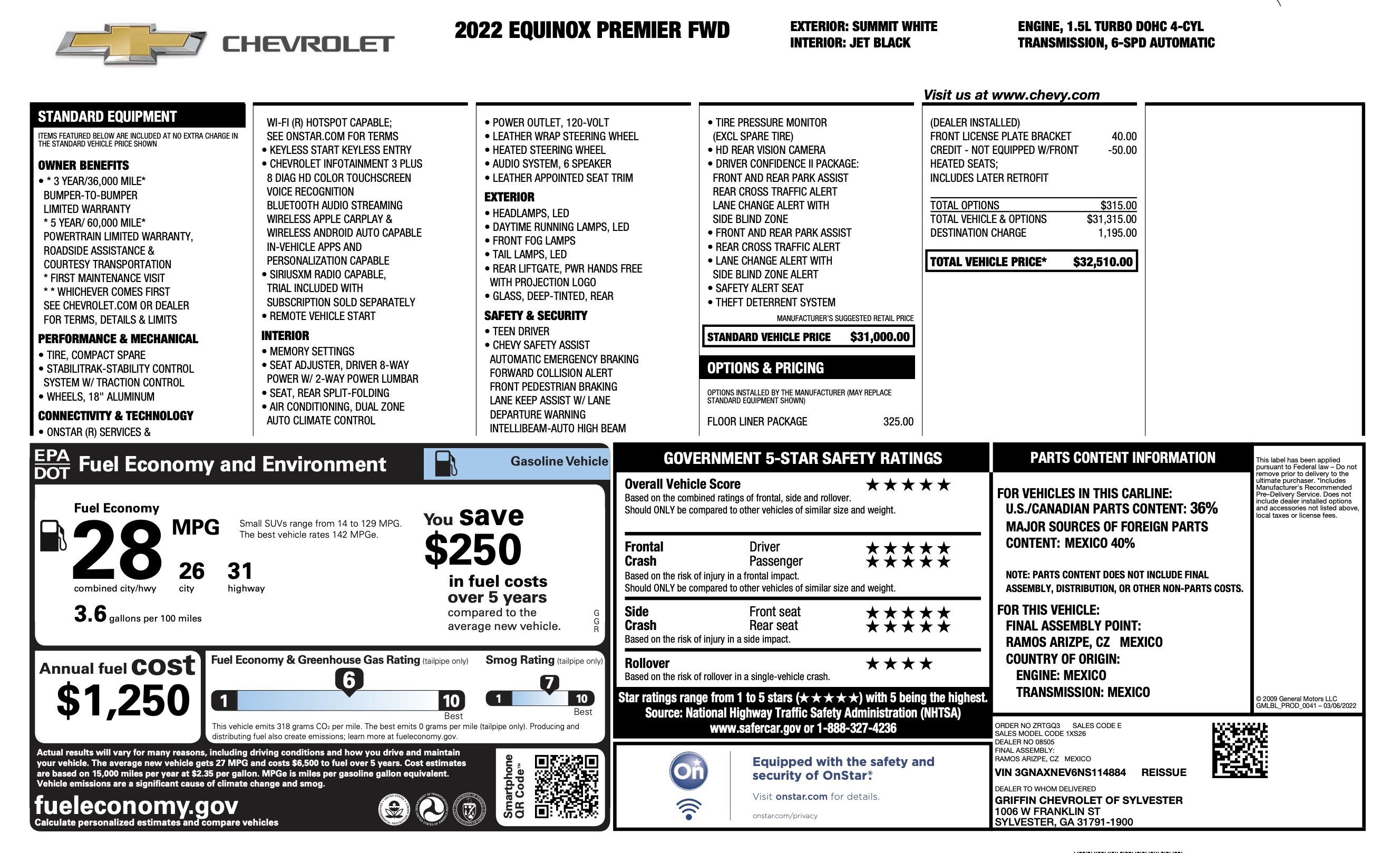 Used 2022 Chevrolet Equinox Premier w/ LPO, Floor Liner Package FWD image 3