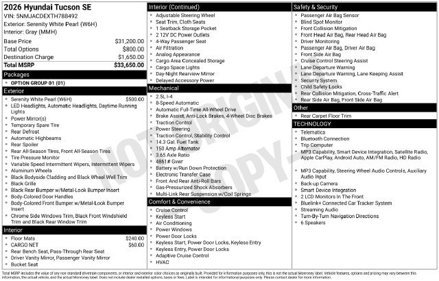 New 2026 Hyundai Tucson SE AWD/4WD image 11