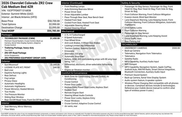 New 2026 Chevrolet Colorado ZR2 w/ Technology Package AWD/4WD image 4