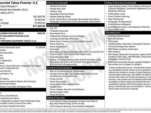 Used 2023 Chevrolet Tahoe Premier w/ Max Trailering Package RWD image 6