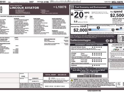 Used 2021 Lincoln Aviator Reserve w/ Equipment Group 208A image 1
