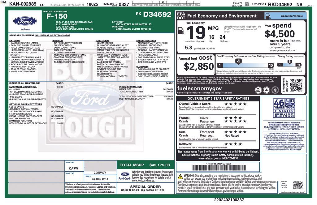 Used 2024 Ford F150 XL w/ Equipment Group 103A High AWD/4WD image 33