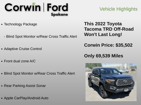 Used 2022 Toyota Tacoma TRD Off-Road w/ Technology Package AWD/4WD image 6