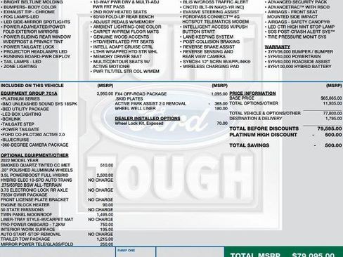 Certified 2022 Ford F150 Platinum w/ Equipment Group 701A High image 2