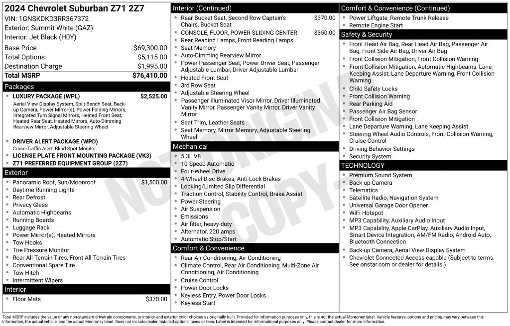 Used 2024 Chevrolet Suburban Z71 w/ Luxury Package AWD/4WD image 28