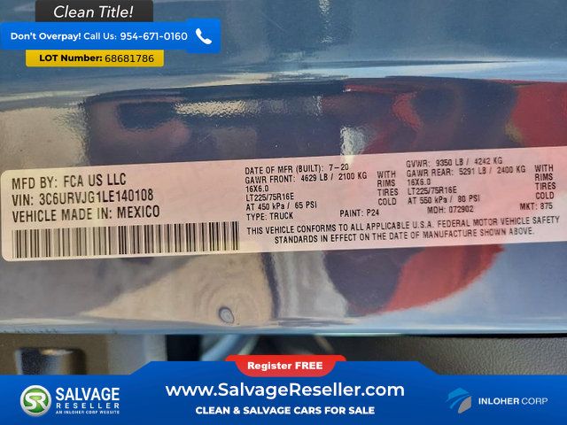 Used 2020 RAM ProMaster 3500 FWD image 17