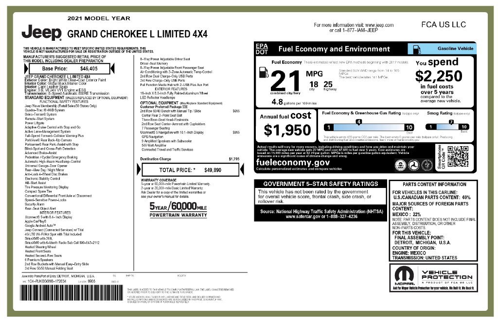 Used 2021 Jeep Grand Cherokee L Limited AWD/4WD image 3