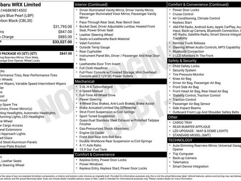 Used 2019 Subaru WRX Limited w/ Popular Package #3 (IZT) image 15