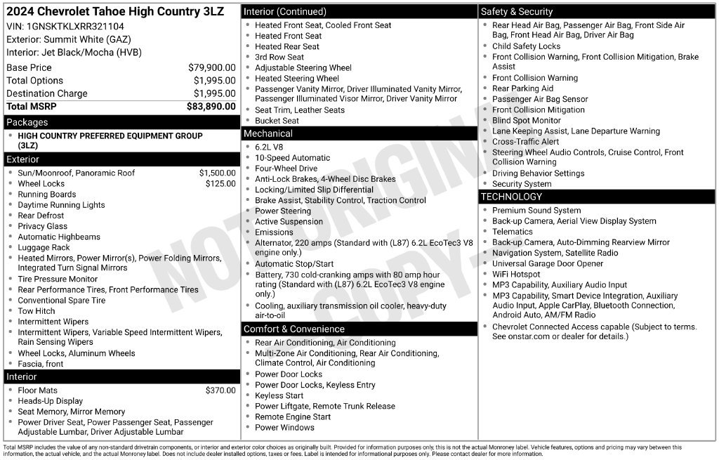 Used 2024 Chevrolet Tahoe High Country AWD/4WD image 21