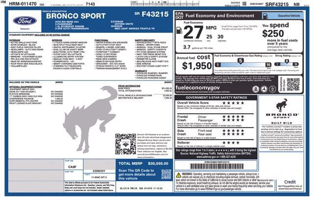 New 2025 Ford Bronco Sport Big Bend w/ Convenience Package AWD/4WD image 13