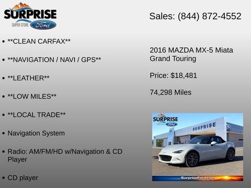 Used 2016 MAZDA MX-5 Miata Grand Touring RWD image 6