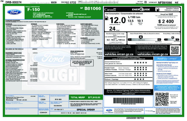 Used 2022 Ford F150 Lariat w/ Equipment Group 502A High AWD/4WD image 51