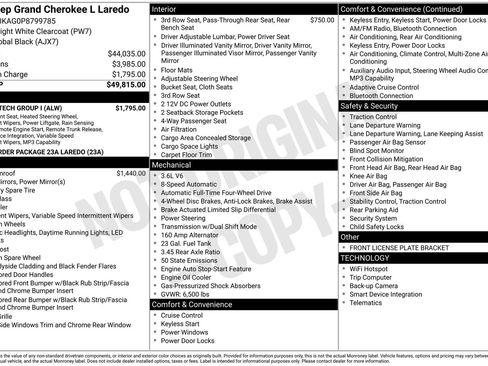 Used 2023 Jeep Grand Cherokee L Laredo w/ Luxury Tech Group I AWD/4WD image 35