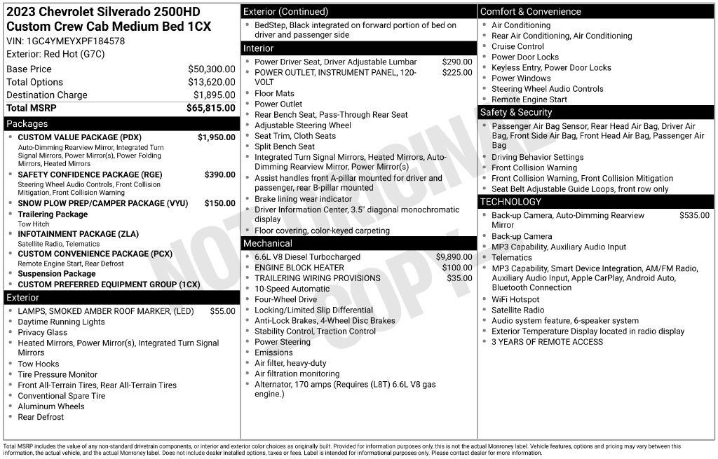 Used 2023 Chevrolet Silverado 2500 Custom w/ Custom Value Package AWD/4WD image 2