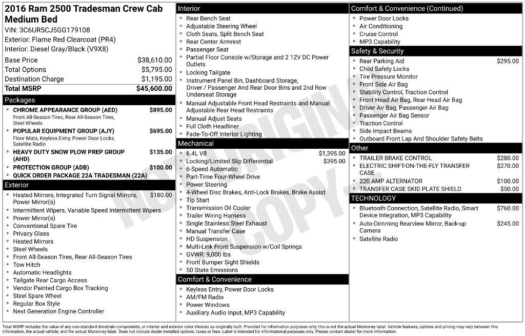 Used 2016 RAM 2500 Tradesman w/ Chrome Appearance Group AWD/4WD image 4