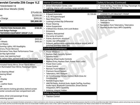 Used 2017 Chevrolet Corvette Z06 w/ Battery Protection Package image 6