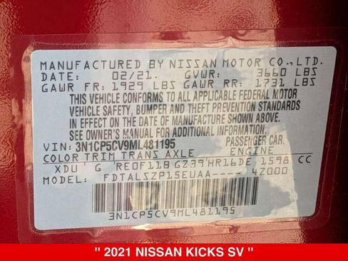 Used 2021 Nissan Kicks SV FWD image 39