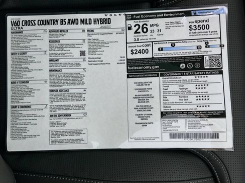 New 2026 Volvo V60 B5 Cross Country Ultra w/ Climate Package AWD/4WD image 47