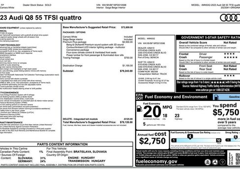 Used 2023 Audi Q8 Premium Plus w/ Premium Plus Package AWD/4WD image 3