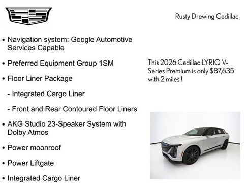 New 2026 Cadillac Lyriq V w/ LPO, Floor Liner Package image 4