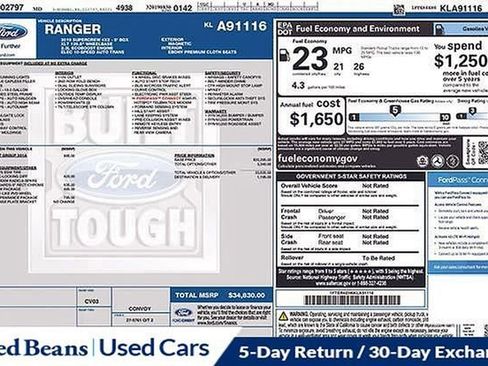 Certified 2019 Ford Ranger XLT w/ Equipment Group 301A Mid image 34