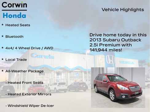 Used 2013 Subaru Outback 2.5i Premium w/ All-Weather Pkg AWD/4WD image 6