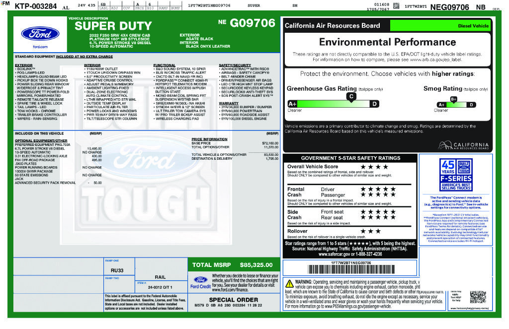 Used 2022 Ford F250 Platinum w/ FX4 Off-Road Package AWD/4WD image 9