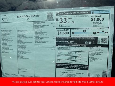 New 2026 Nissan Sentra SV w/ SV Convenience Package FWD image 33