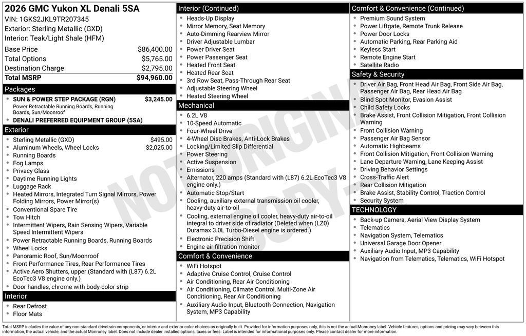 Used 2026 GMC Yukon XL Denali w/ Sun & Power Step Package AWD/4WD image 22