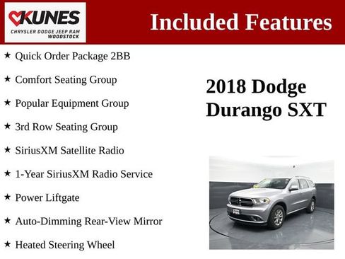 Used 2018 Dodge Durango SXT w/ Quick Order Package 2BB AWD/4WD image 3