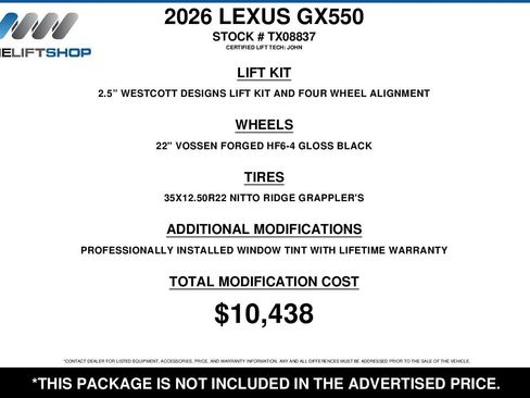 Used 2026 Lexus GX 550 w/ Accessory Package (2T) image 2