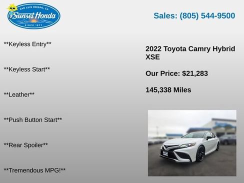 Used 2022 Toyota Camry XSE FWD image 14