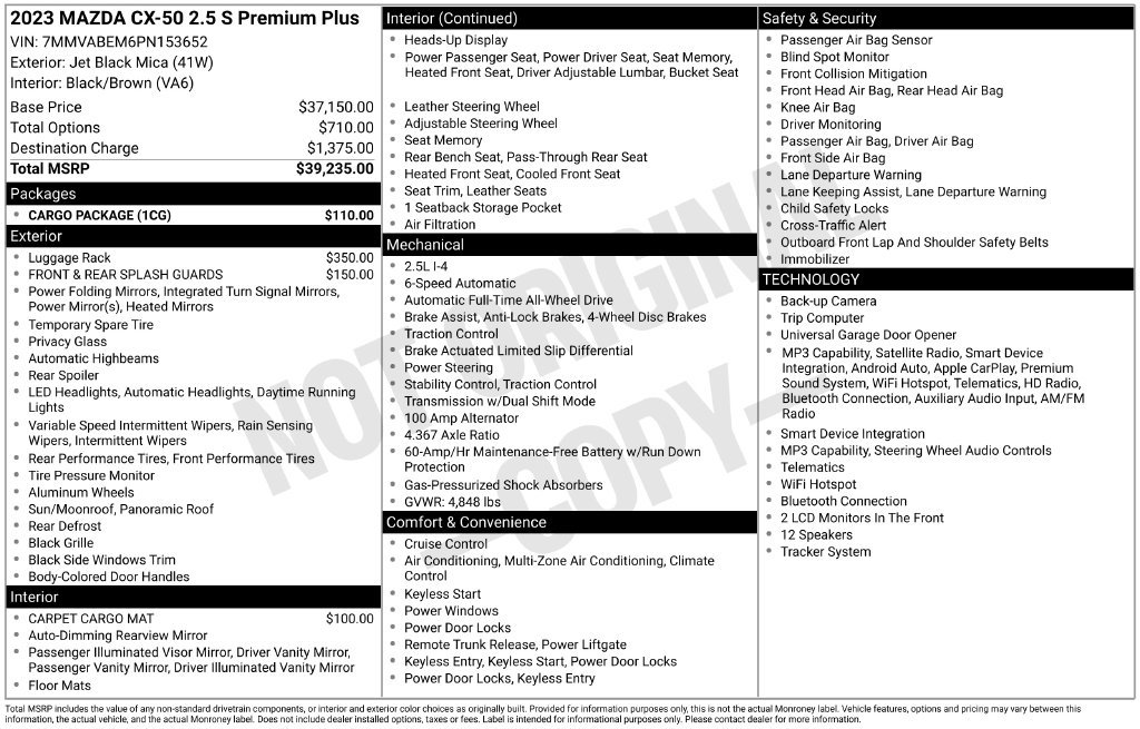 Certified 2023 MAZDA CX-50 AWD 2.5 S w/ Cargo Package image 10