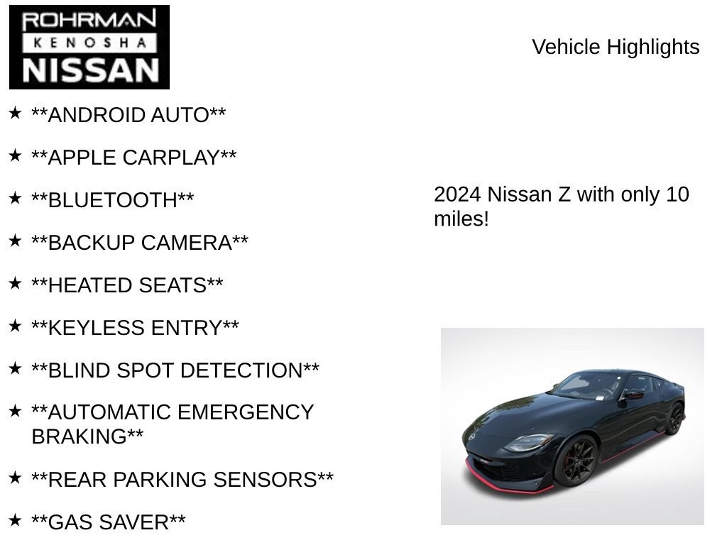 New 2024 Nissan Z NISMO w/ Floor Mat Package RWD image 8