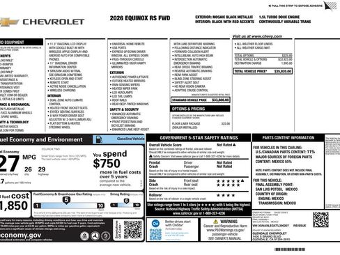 Used 2026 Chevrolet Equinox RS w/ LPO, Floor Liner Package FWD image 4