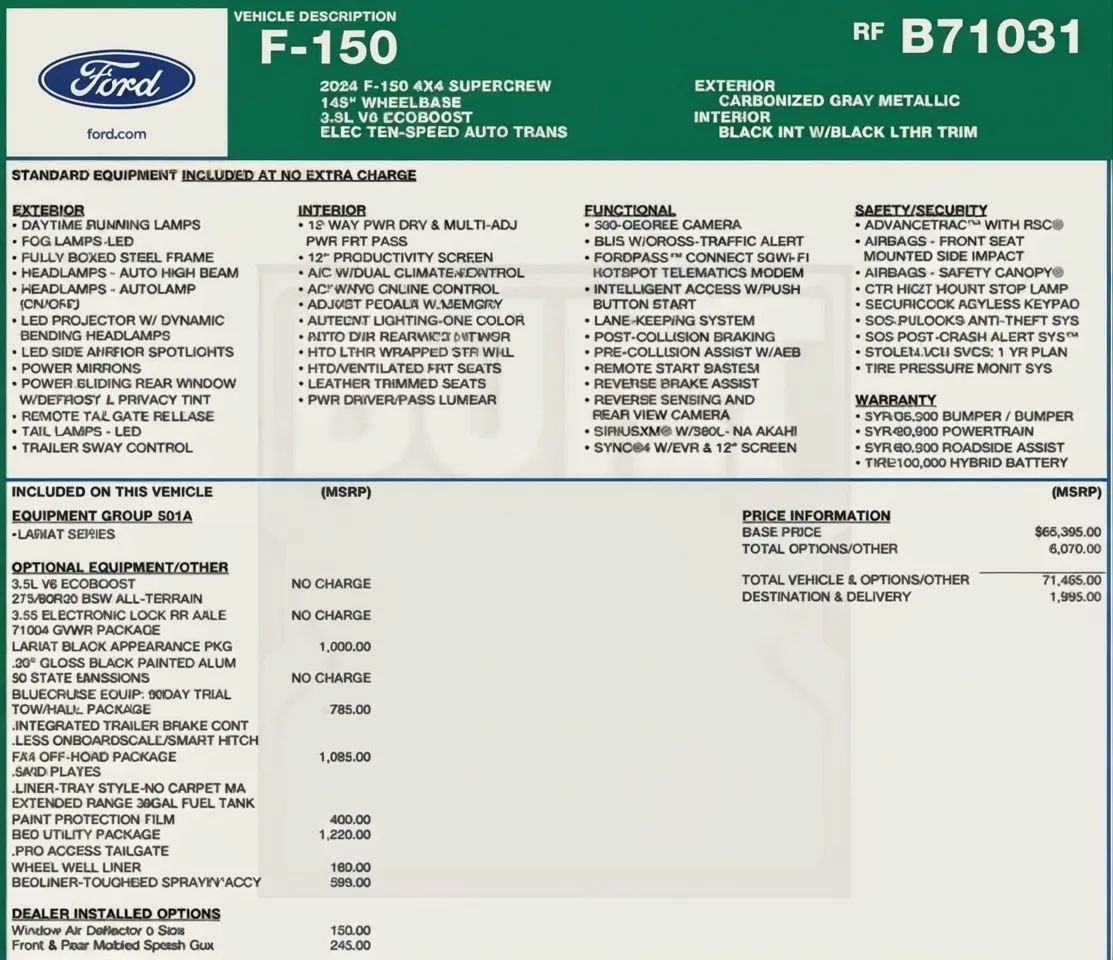 Used 2024 Ford F150 Lariat w/ Bed Utility Package AWD/4WD image 2