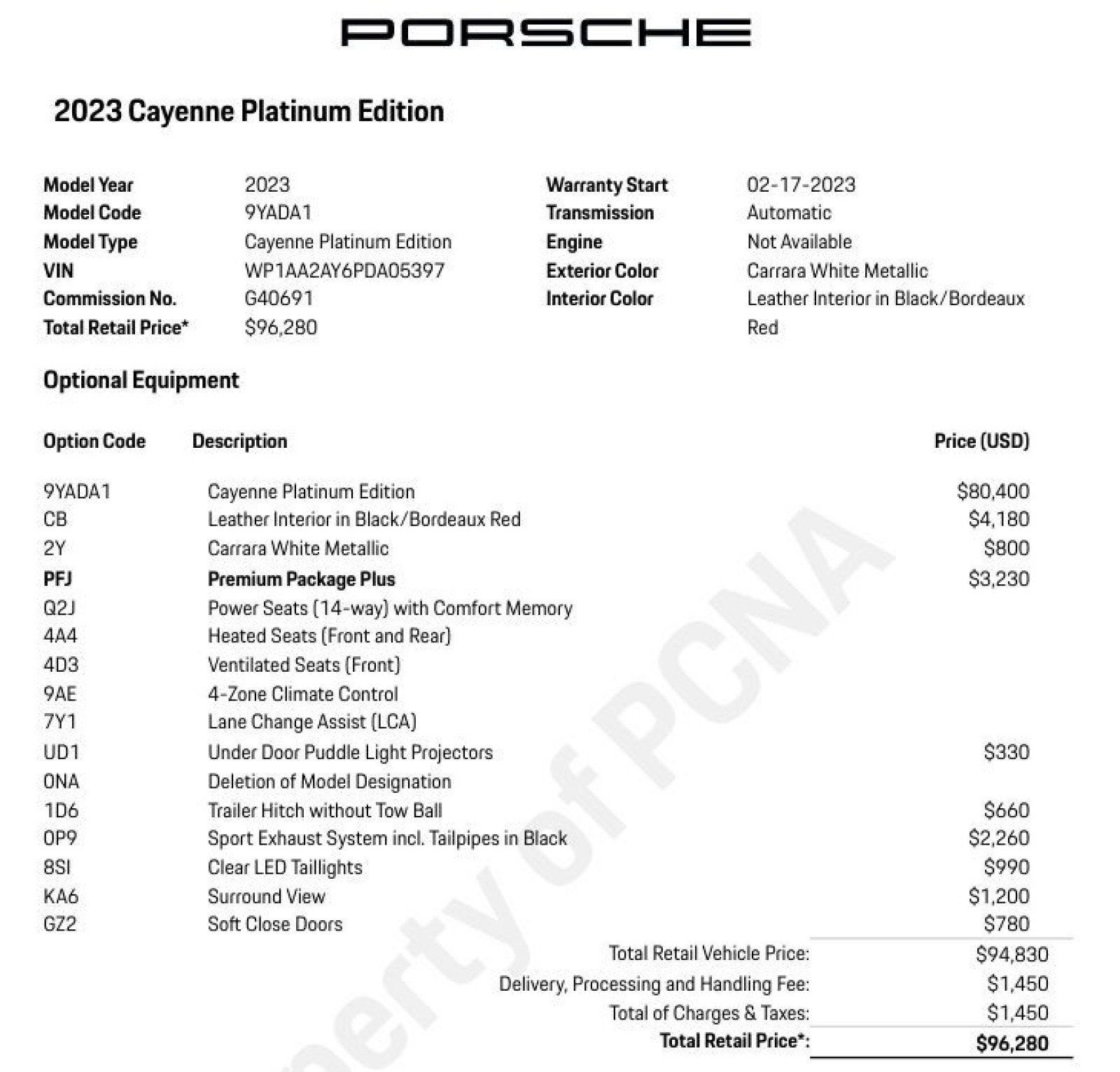 Used 2023 Porsche Cayenne Platinum Edition AWD/4WD image 2