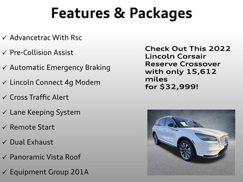 Used 2022 Lincoln Corsair Reserve w/ Equipment Group 201A image 8