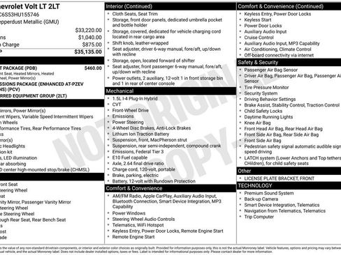 Used 2017 Chevrolet Volt LT w/ Comfort Package image 2