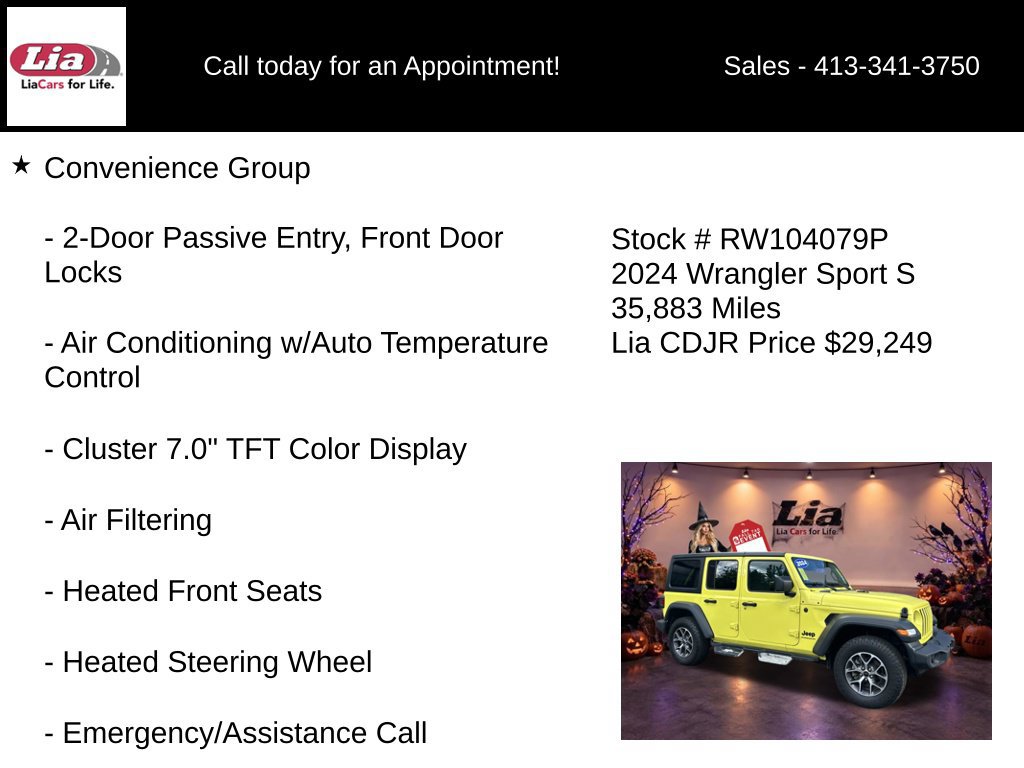 Certified 2024 Jeep Wrangler Unlimited Sport AWD/4WD image 16