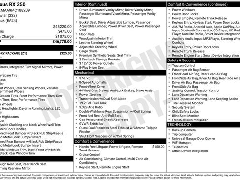 Used 2021 Lexus RX 350 FWD w/ Accessory Package image 34