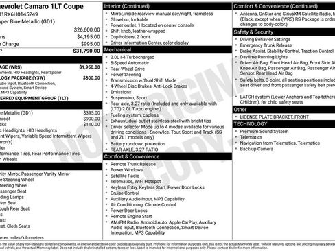 Used 2017 Chevrolet Camaro LT w/ RS Package RWD image 7