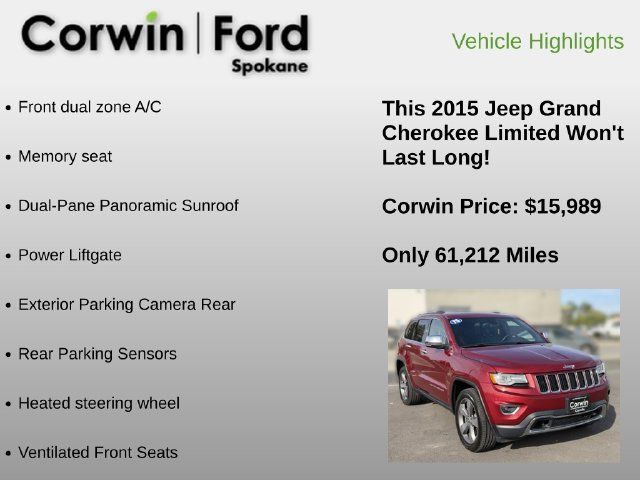 Used 2015 Jeep Grand Cherokee Limited w/ Luxury Group II AWD/4WD image 6