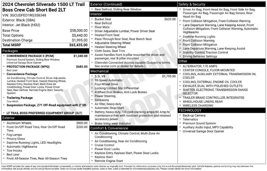 Used 2024 Chevrolet Silverado 1500 LT Trail Boss w/ Convenience Package II AWD/4WD image 11