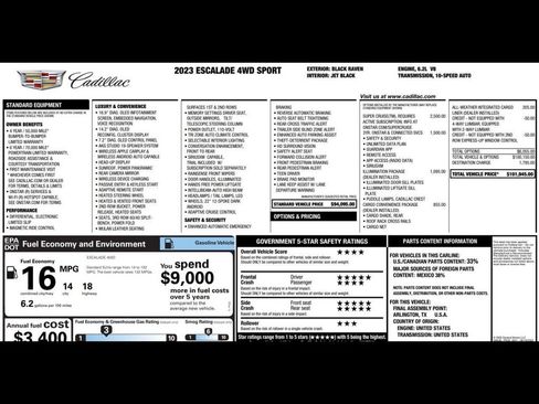 Used 2023 Cadillac Escalade Sport w/ LPO, Illumination Package AWD/4WD image 3