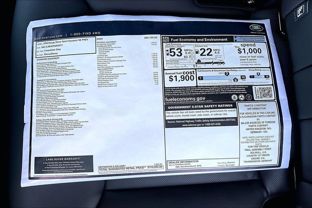 New 2026 Land Rover Range Rover Sport Dynamic SE AWD/4WD image 14