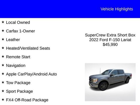 Used 2022 Ford F150 Lariat AWD/4WD image 2