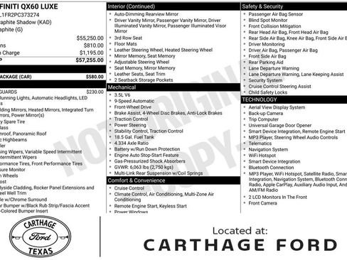 Used 2023 INFINITI QX60 Luxe w/ Cargo Package FWD image 1